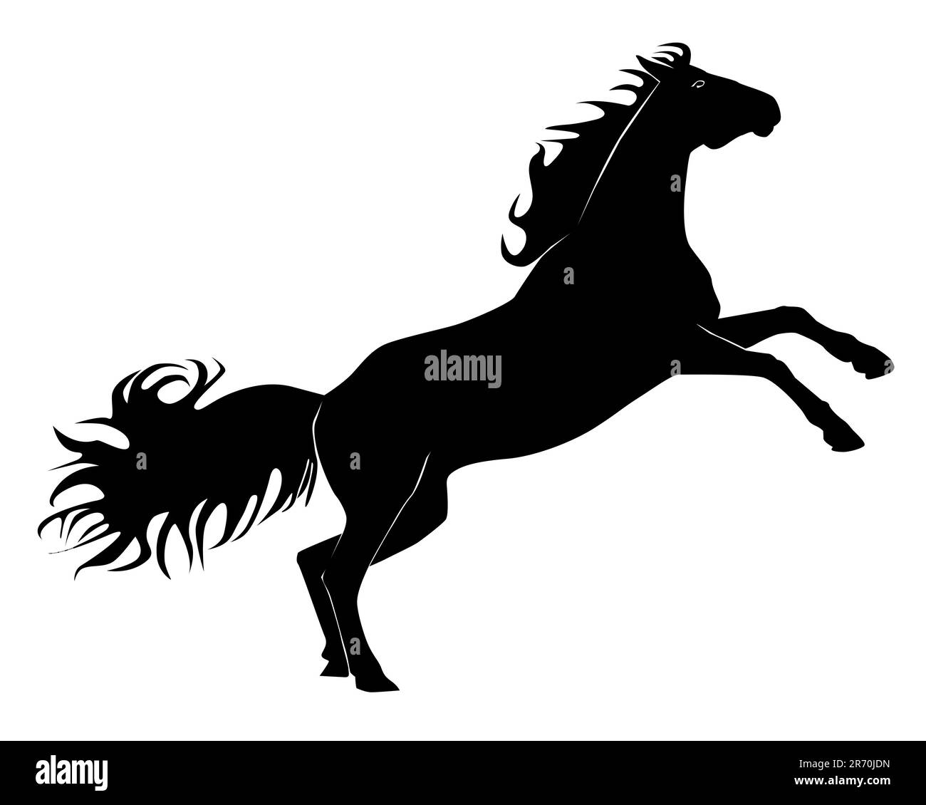 Silhouette noire d'un cheval sur fond blanc Illustration de Vecteur