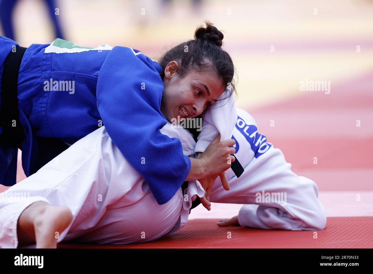 Lucia Munoz Solano (ESP) et Alessia Tedeschi (ITA), femmes -52 kg pendant l'Open européen de Madrid 2023, événement de l'Union européenne de judo sur 10 juin 2023 à Polideportivo Municipal de Gallur à Madrid, Espagne - photo: Oscar J Barroso/DPPI/LiveMedia Banque D'Images