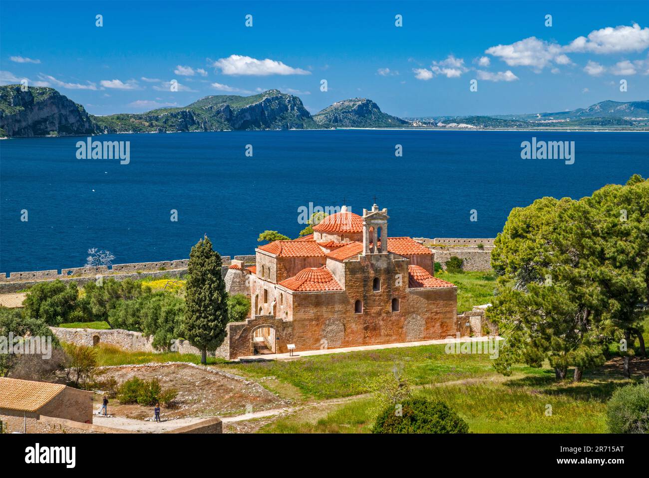 Église de la Transfiguration du Sauveur, ancienne mosquée, à la citadelle de Niokastro (nouveau château de Navarino), 16th siècle, baie de Navarino, à Pylos, Péloponne Banque D'Images