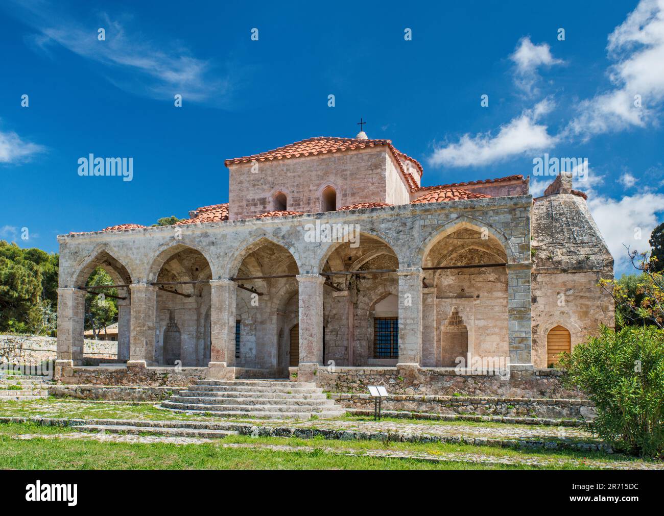 Église de la Transfiguration du Sauveur, ancienne mosquée, à la citadelle de Niokastro (nouveau château de Navarino), 16th siècle, à Pylos, Péloponnèse, Grèce Banque D'Images