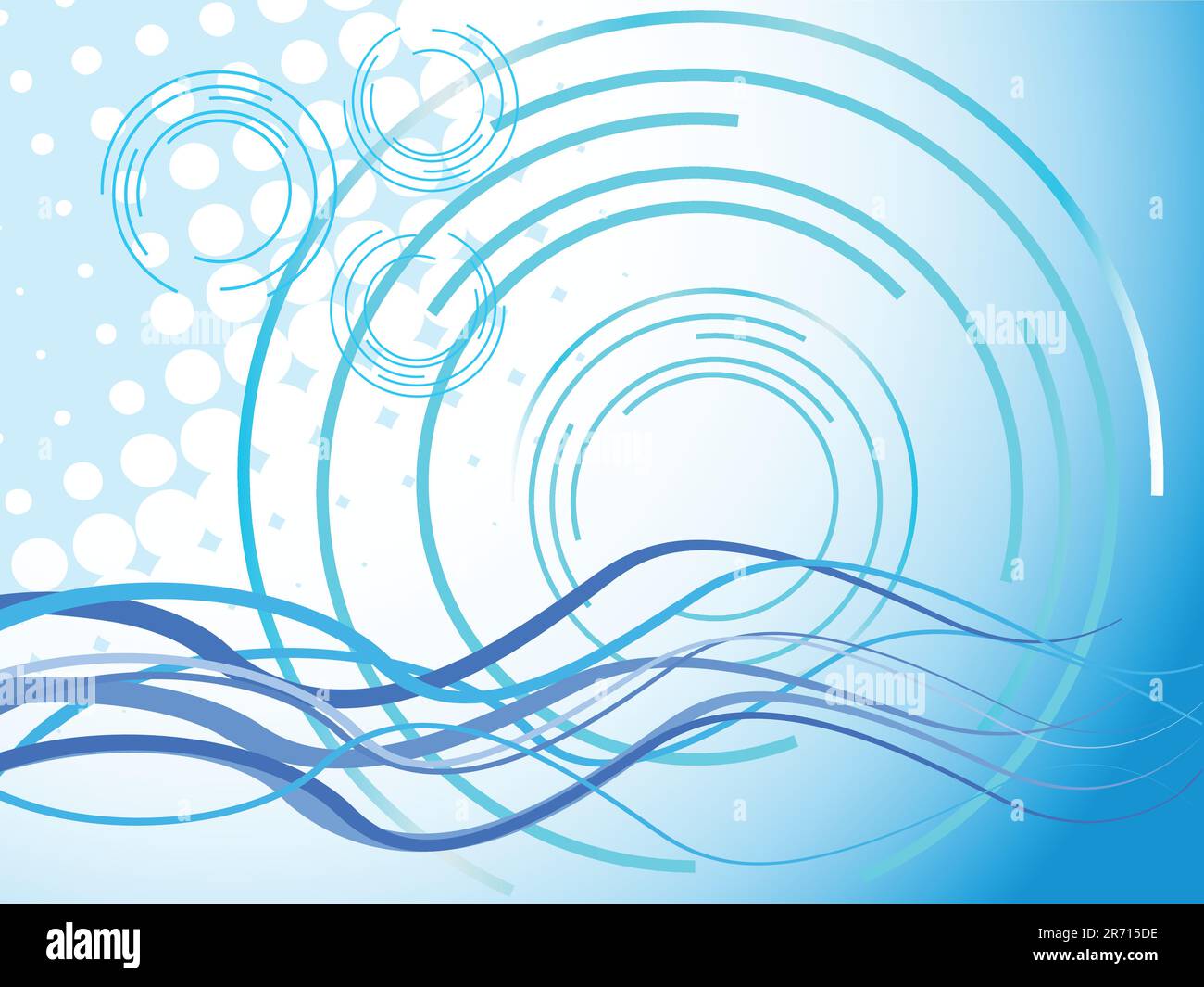 illustration vectorielle eps10 d'éléments floraux sur des vagues bleues Illustration de Vecteur