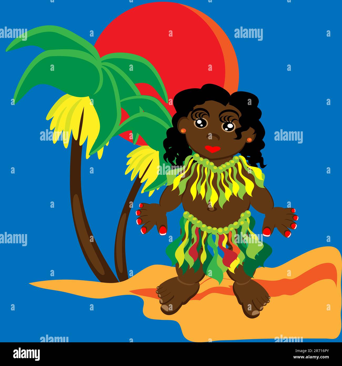 Paire d'enfants heureux de papuan. Illustration vectorielle. Illustration de Vecteur