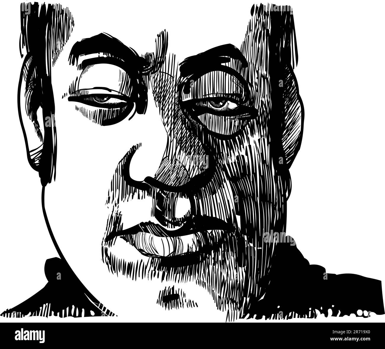 Dessin illustration de l'homme sage face Illustration de Vecteur