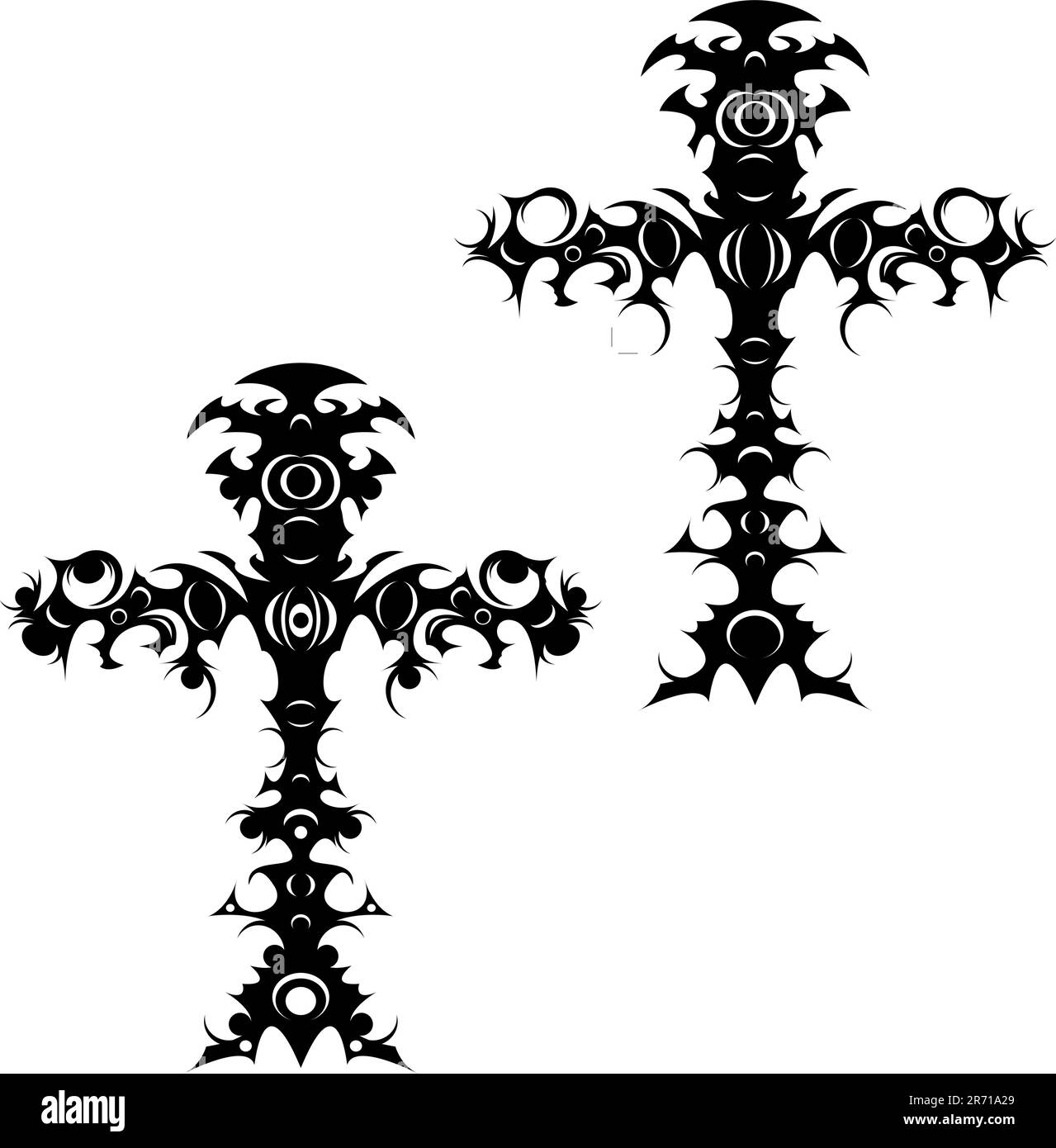 Illustration vectorielle modifiable d'un tribal tatouage croix ouvragée Illustration de Vecteur