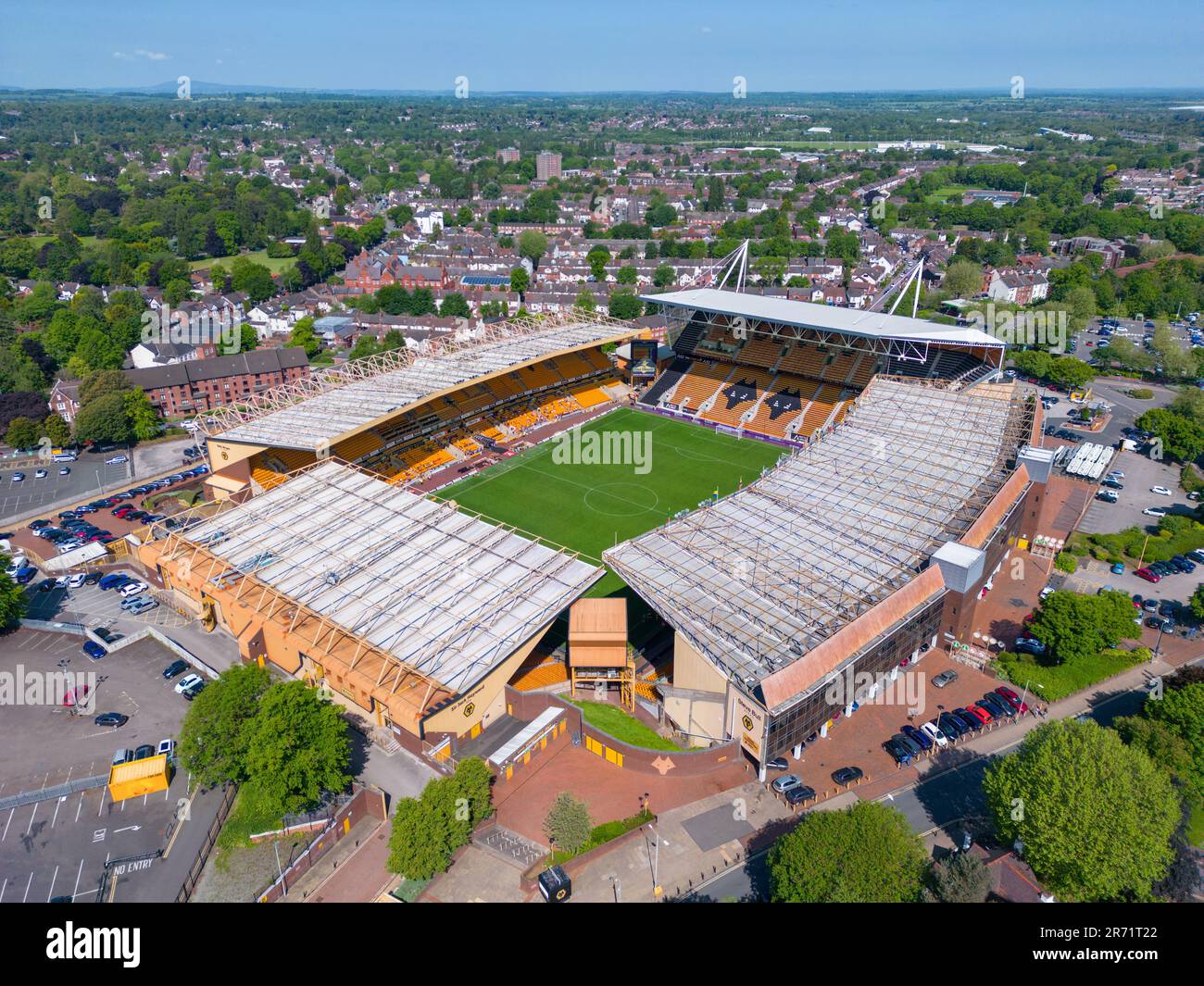 Wolverhampton, Royaume-Uni. Stade Molineux, stade de Wolverhampton Wanderers, image aérienne. 26th mai 2023. Banque D'Images