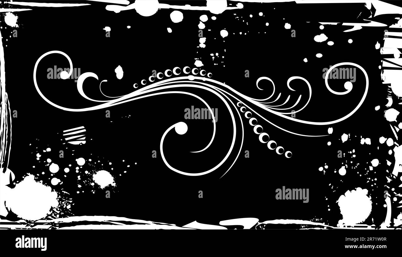 Illustration ornée de grunge pour un design en noir et blanc. Vecteur Illustration de Vecteur
