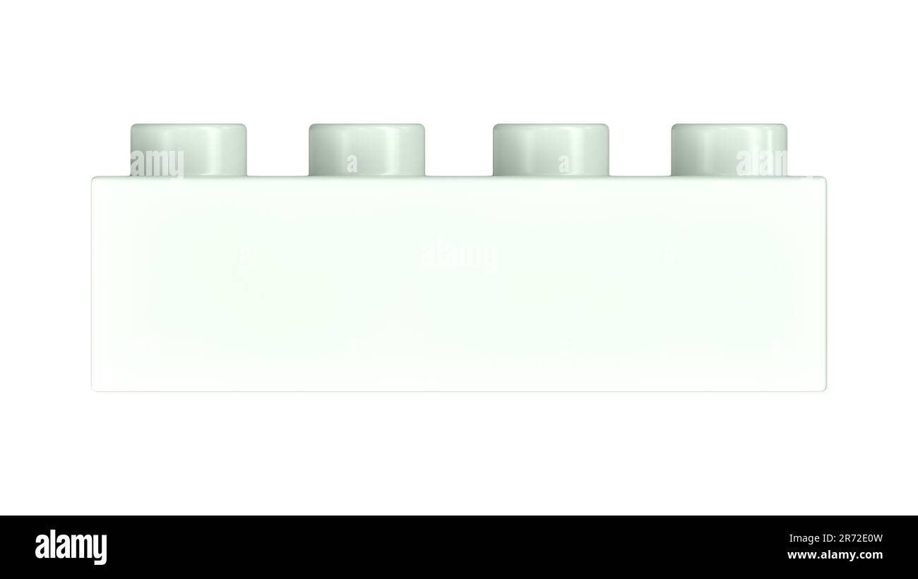 Bloc Lego de miellat isolé sur un fond blanc. Gros plan d'un jeu d'enfants en plastique Brick for Constructors, vue de face. Haute qualité 3D Rende Banque D'Images