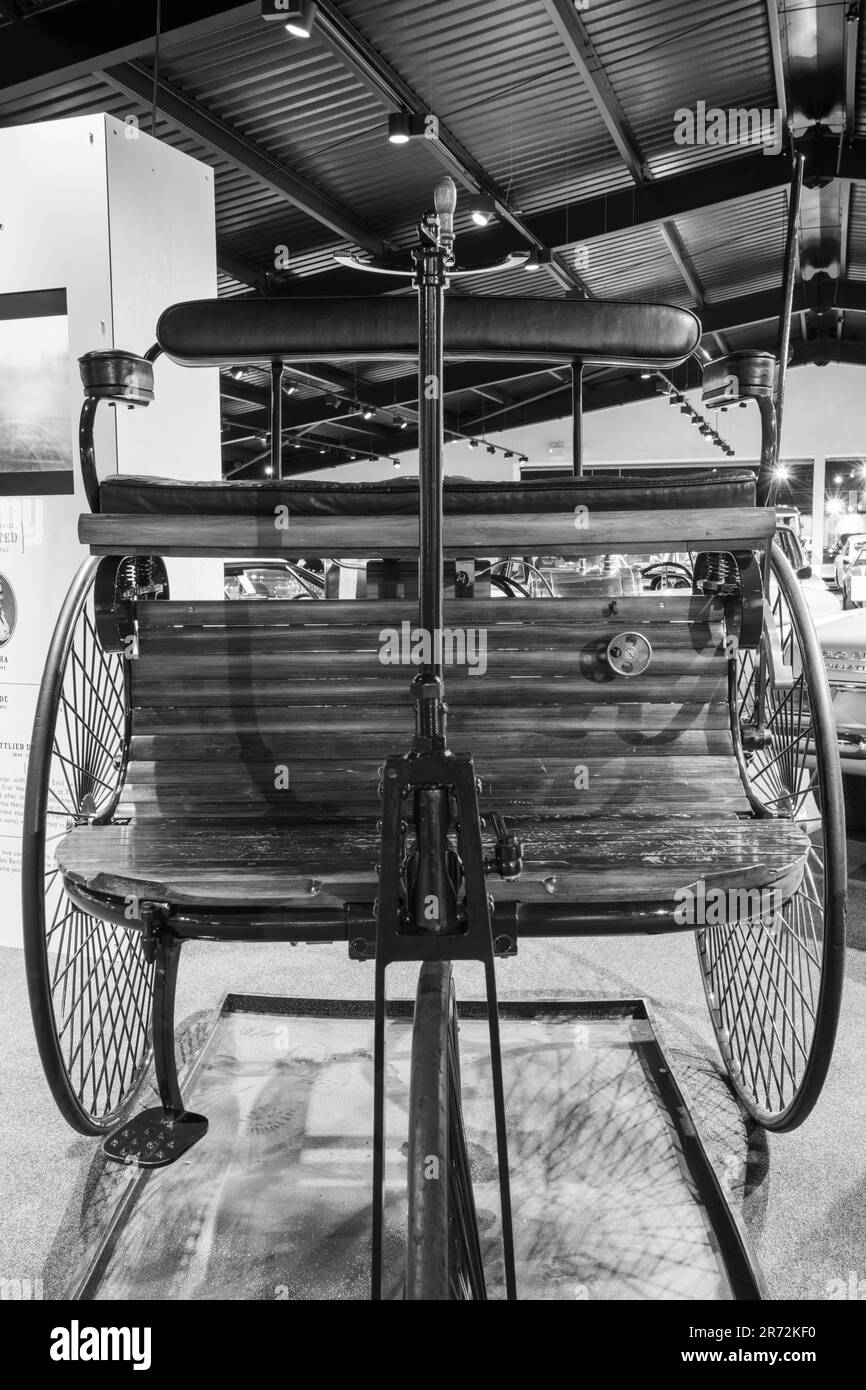 Sparkford.Somerset.United Kingdom.26 mars 2023.A Benz Patent Motorwagen pensé pour être la première automobile au monde est en démonstration au Haynes Motor Mu Banque D'Images