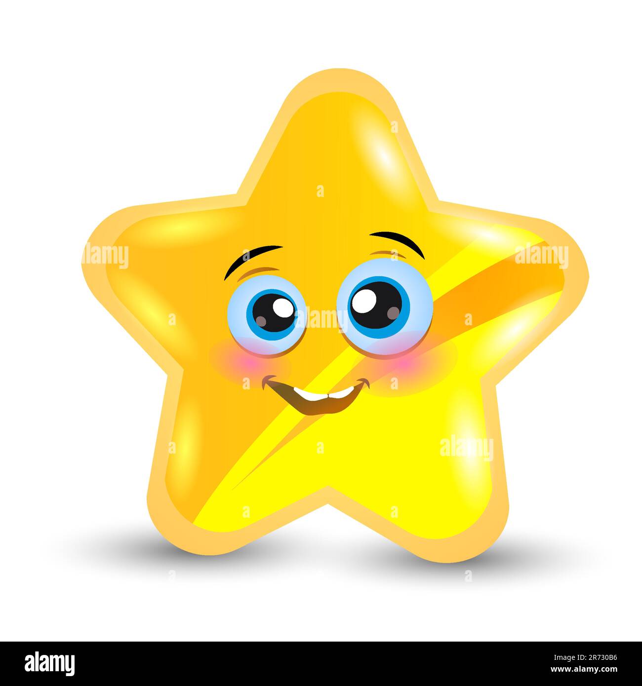 Dessin animé Illustration d'un joli personnage Shining Star. Adorable jaune souriant vecteur petite étoile isolée sur fond blanc. Illustration de Vecteur