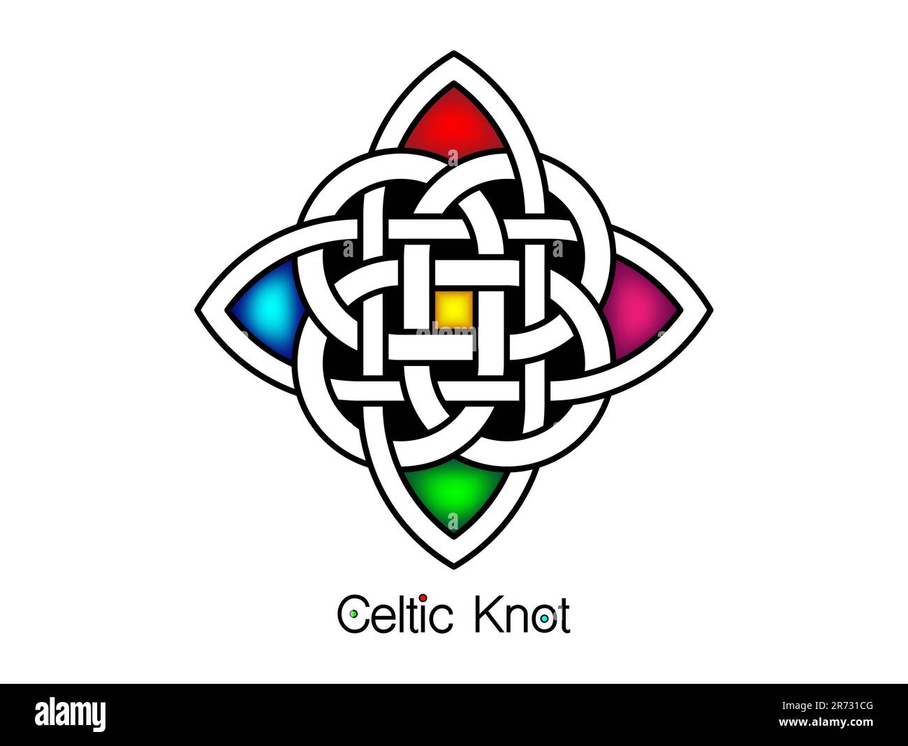Nœud celtique, logo cercles entrelacés, ornement de tatouage vectoriel coloré bande entrelacée isolée sur fond blanc Illustration de Vecteur