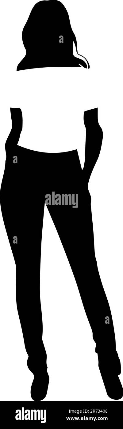 Silhouette de femme portant un T-shirt blanc isolé sur fond blanc Illustration de Vecteur