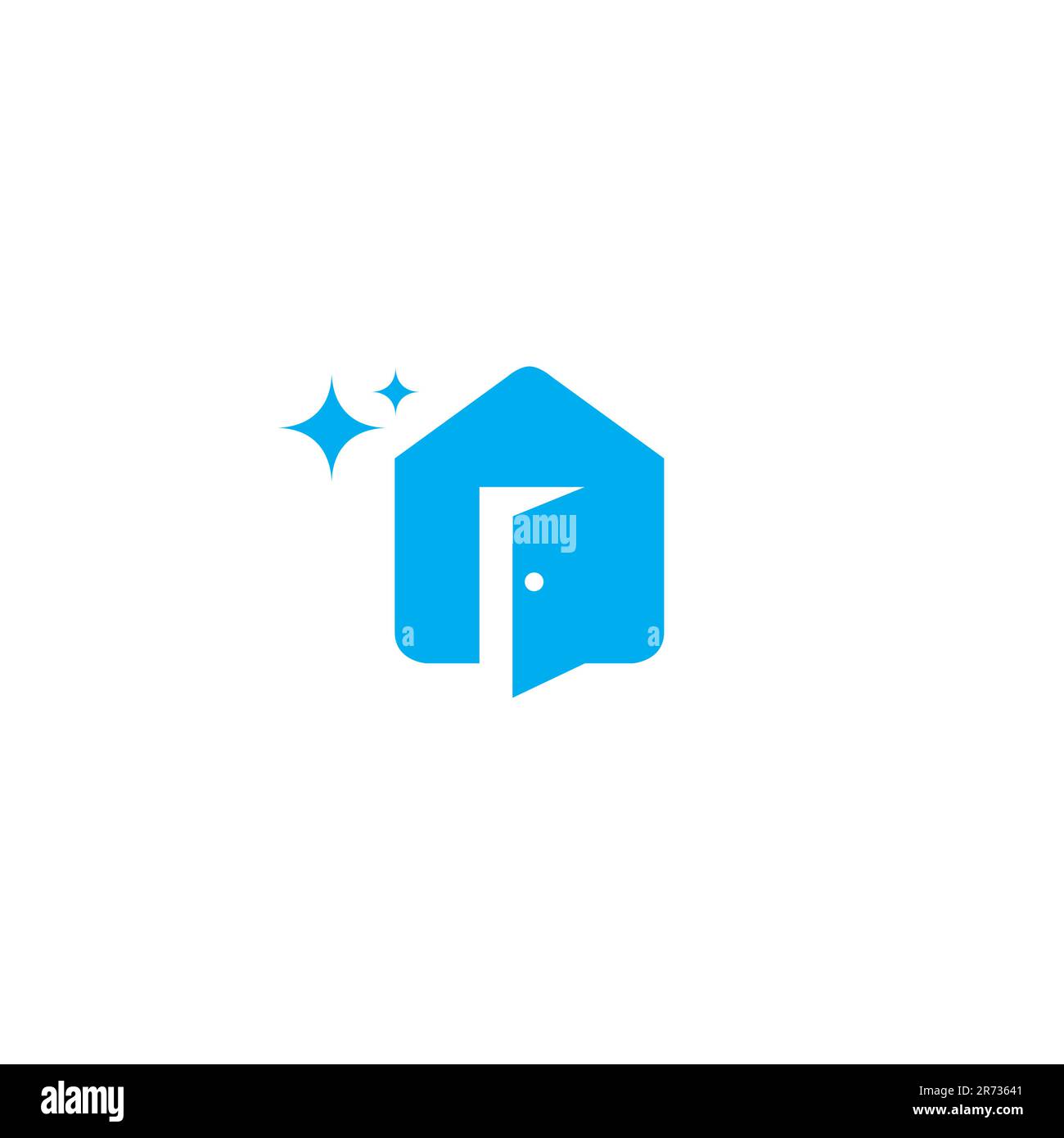 Ouvrez la porte du logo maison propre. Logo Home Clean Illustration de Vecteur