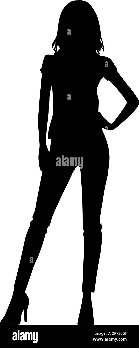 Silhouette de femme portant des vêtements décontractés isolés sur fond blanc Illustration de Vecteur