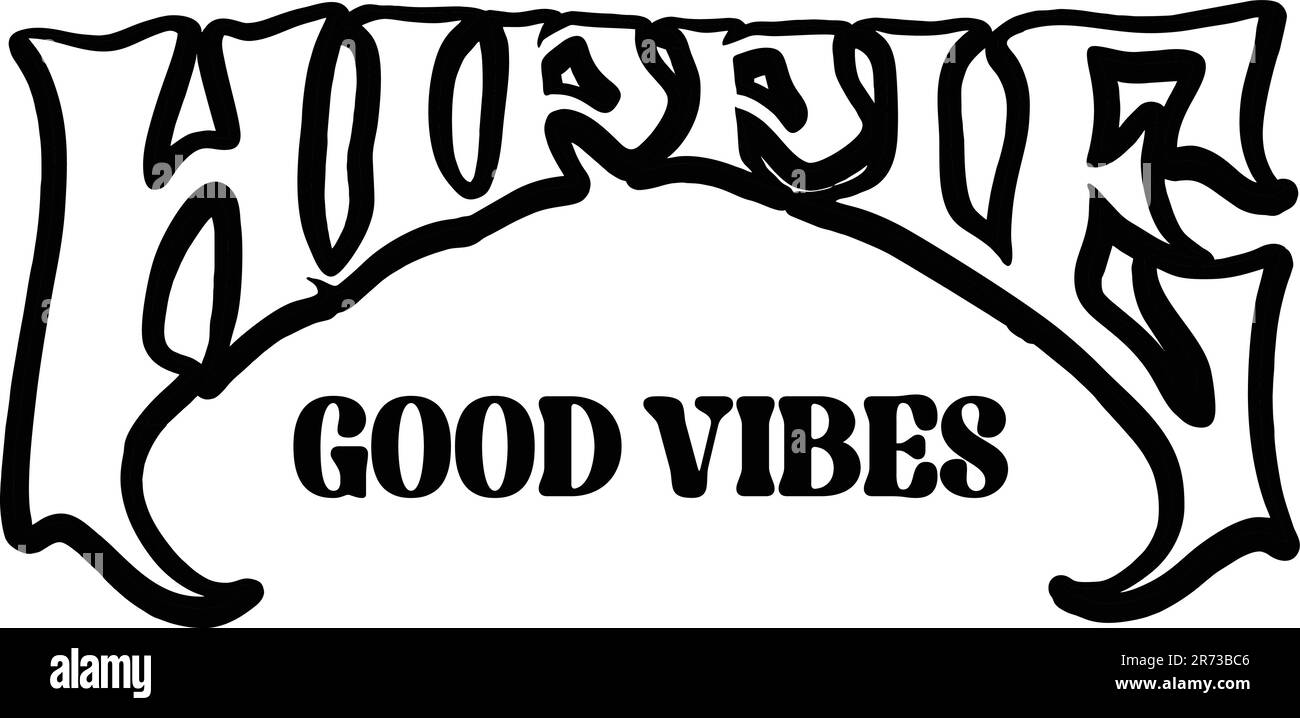 Hippie bonne vibes lettrage mot logo illustrations contours illustrations vectorielles pour votre travail logo, t-shirt, autocollants et dessins d'étiquettes, Illustration de Vecteur
