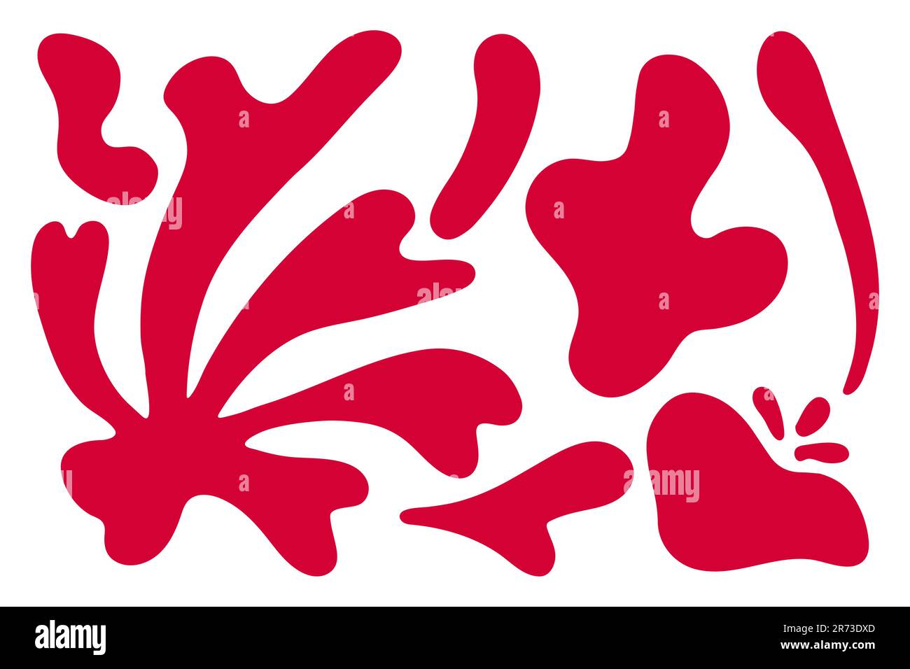 Matisse forme des algues fleuries abstraites dans un style biologique contemporain tendance. Composition Doodle peint fleur et feuille d'acier. Vecteur botanique Illustration de Vecteur