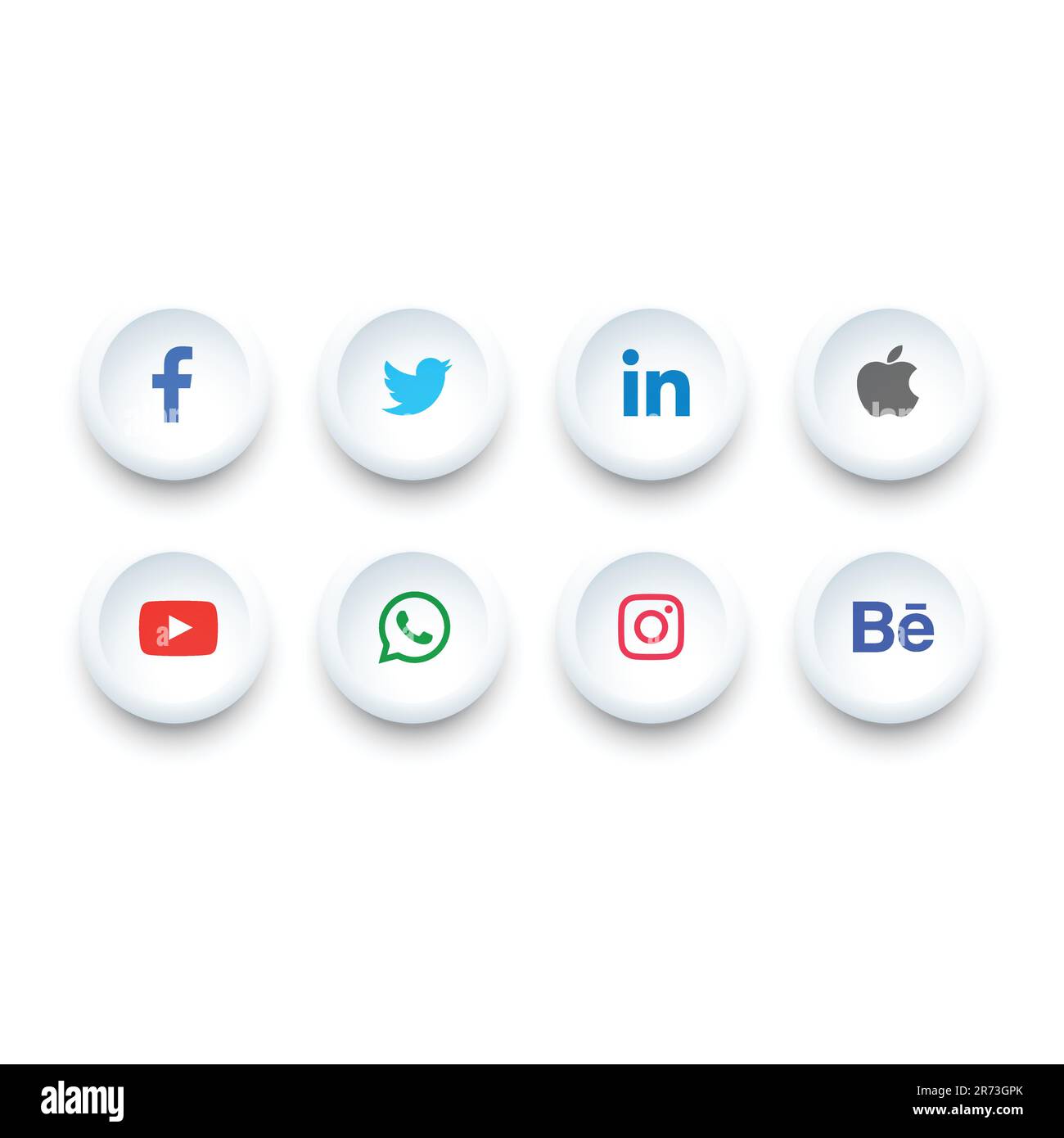 Icônes de réseaux sociaux populaires abat-jour blanc Illustration de Vecteur