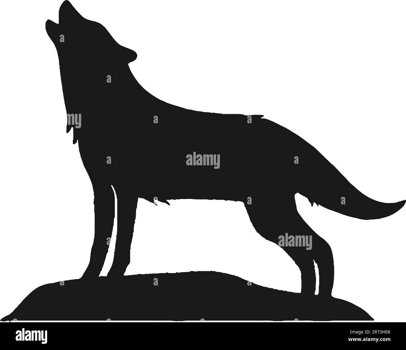 Vecteur de silhouette noir de loup hurlant Illustration de Vecteur