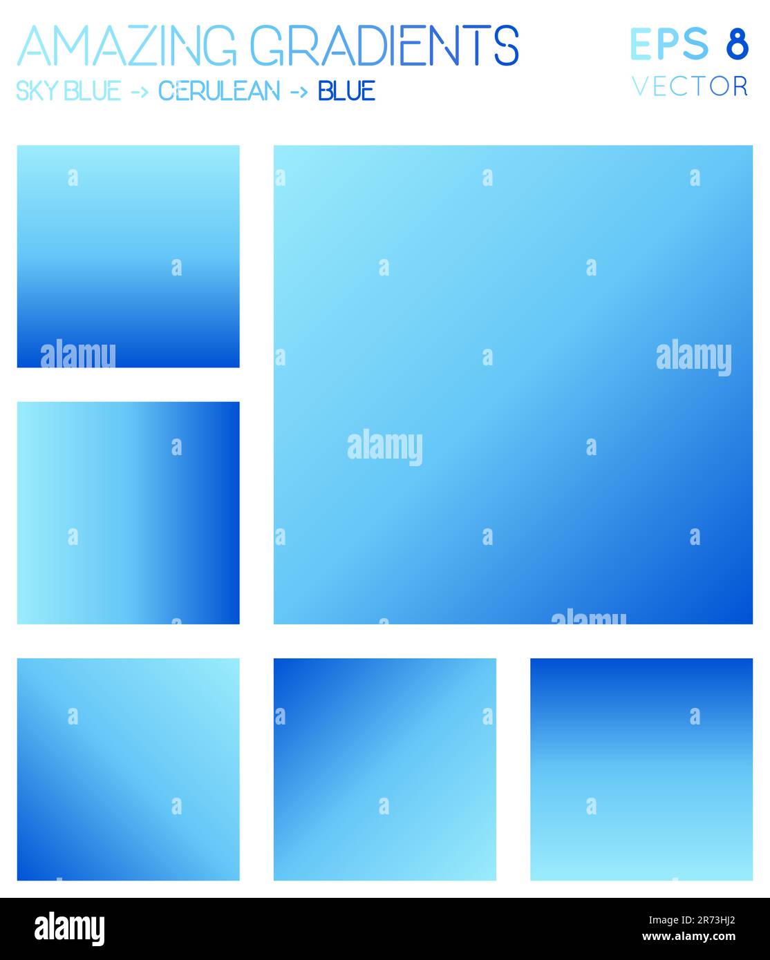 Dégradés colorés dans les tons bleu ciel, céruléen et bleu. Fond dégradé admirable, illustration vectorielle rayonnante. Illustration de Vecteur