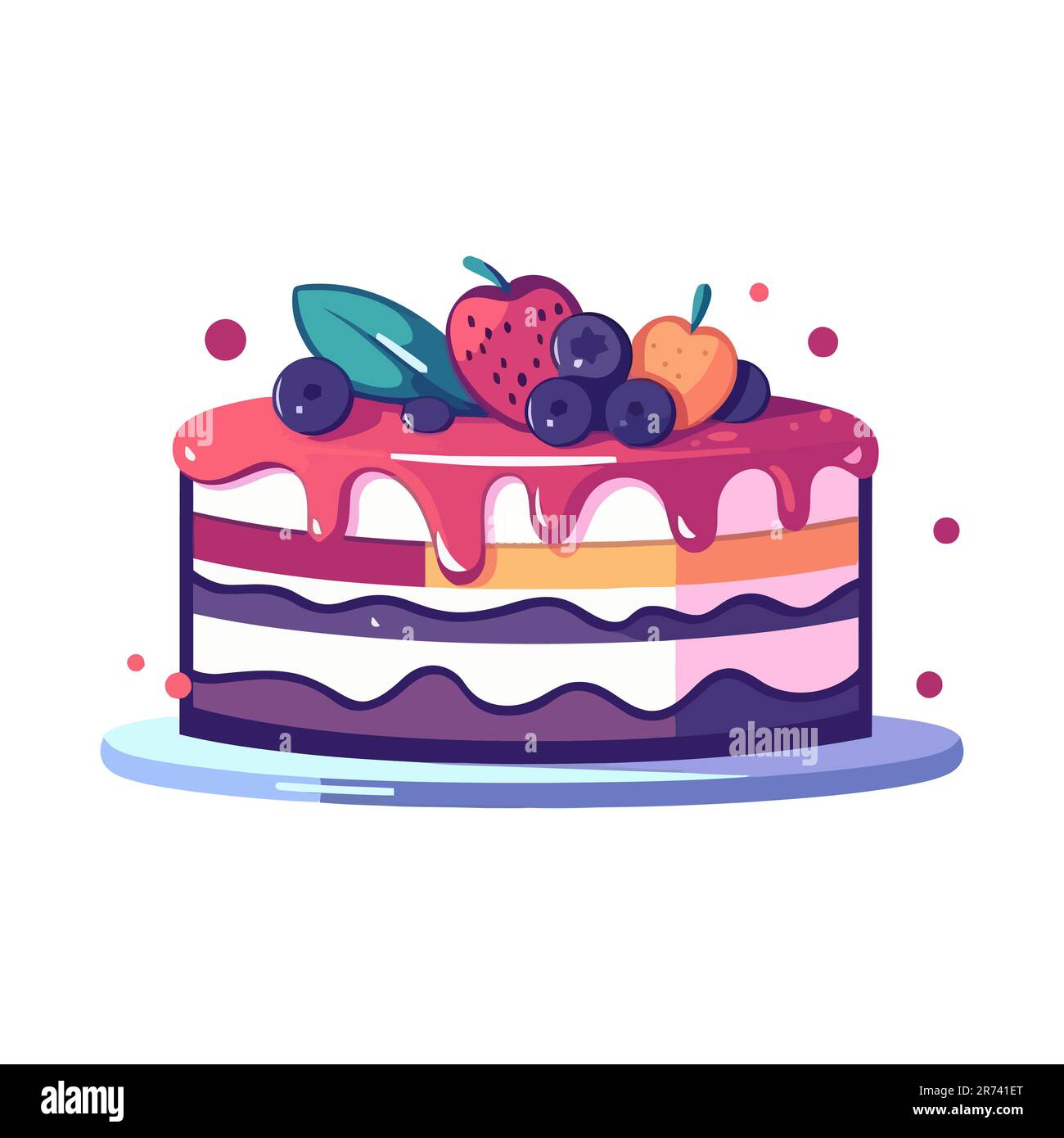 Image de gâteau de dessin animé. Gâteau sucré sur fond blanc. Dessert sucré pour la fête. Illustration vectorielle Illustration de Vecteur