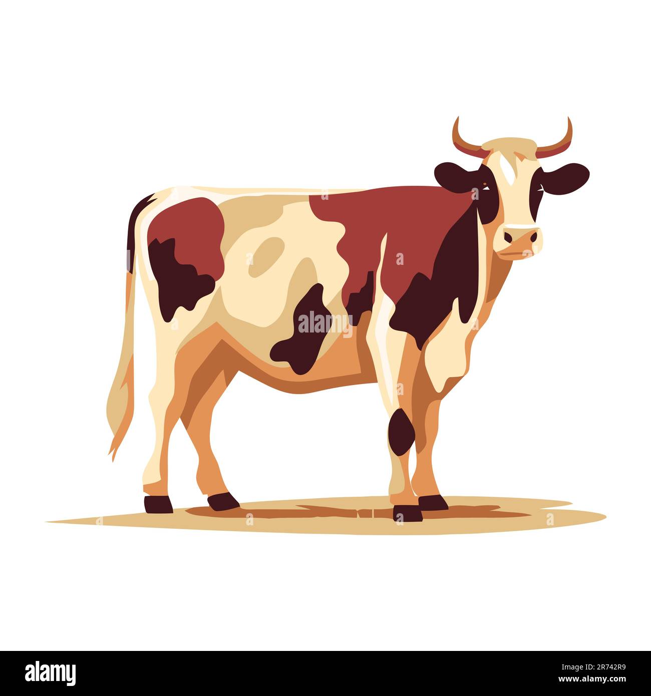 Belle image d'une vache. Jolie vache à dessin. Vache plate. Illustration vectorielle Illustration de Vecteur