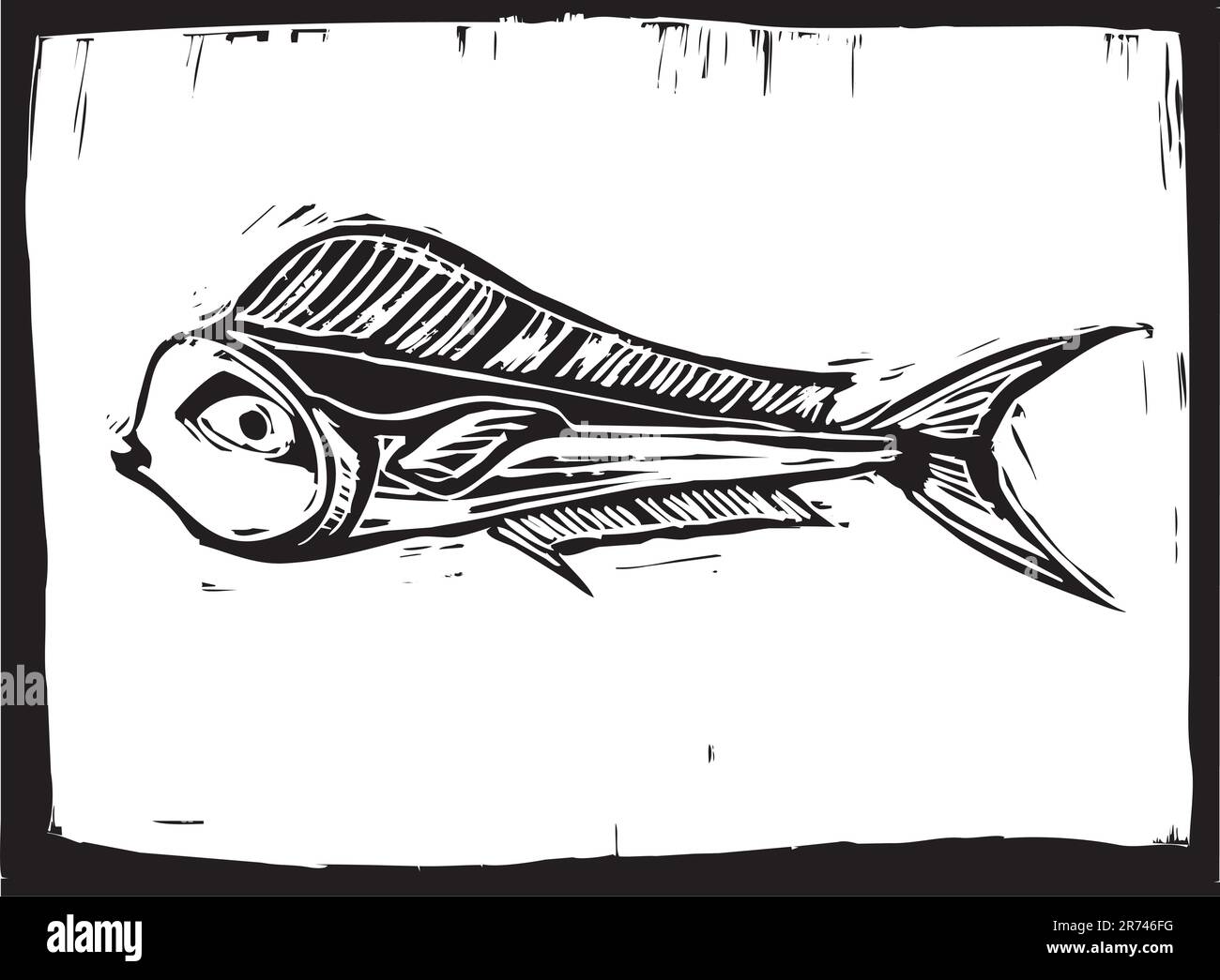 Poisson tropical Mahe Mahe nage dans une image de style boisée. Illustration de Vecteur Poisson tropical Mahe Mahe nage dans une image de style boisée. Illustration de Vecteur