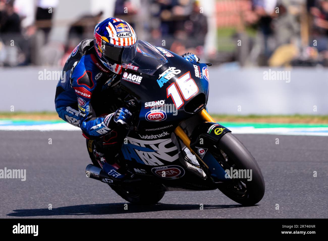 PHILLIP ISLAND, AUSTRALIE - OCTOBRE 16 : Joe Roberts des États-Unis à bord de l'écurie Italtrans Kalex lors de la course de Moto2 au MotoGP australien de 2022 au circuit de Phillip Island sur 16 octobre 2022 à Phillip Island, en Australie. Banque D'Images