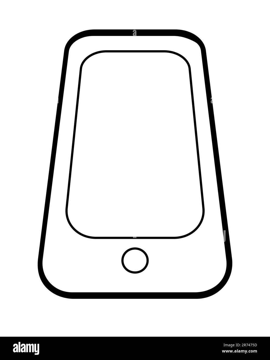 Illustration vectorielle du téléphone. Contour noir. Écran vide. Isolé sur fond blanc Illustration de Vecteur