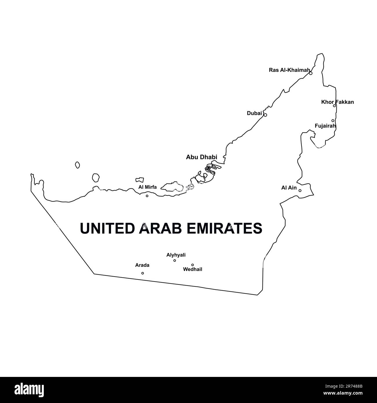 Carte des Émirats arabes Unis. Carte des eau. Illustration graphique avec carte des Émirats arabes Unis. Illustration de Vecteur