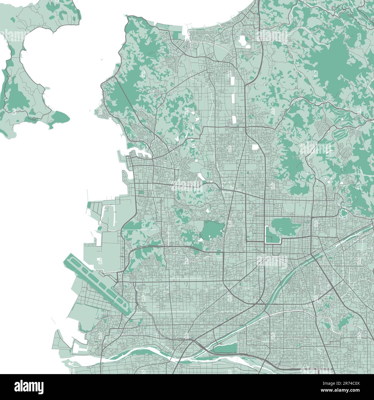 Carte vectorielle de Matsuyama, Japon. Illustration de l'affiche de la carte routière de la ville urbaine. Art. Carte Matsuyama Illustration de Vecteur