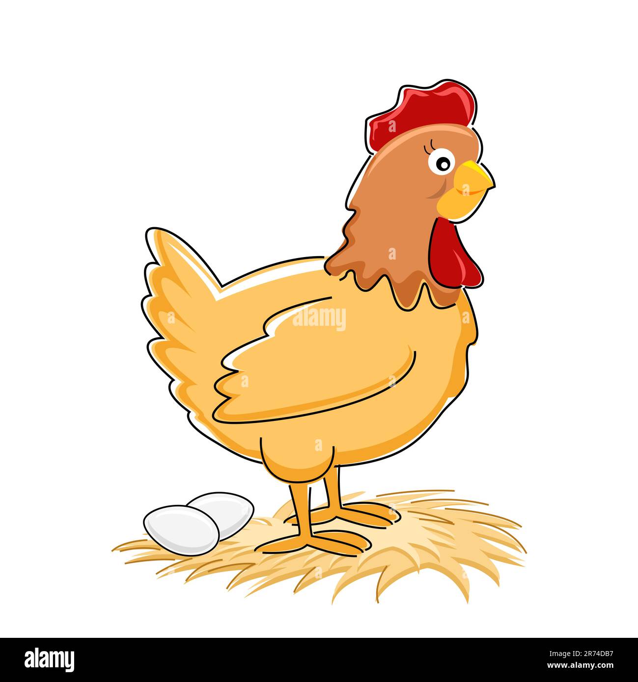 Illustration de poule avec des œufs sur fond blanc Illustration de Vecteur