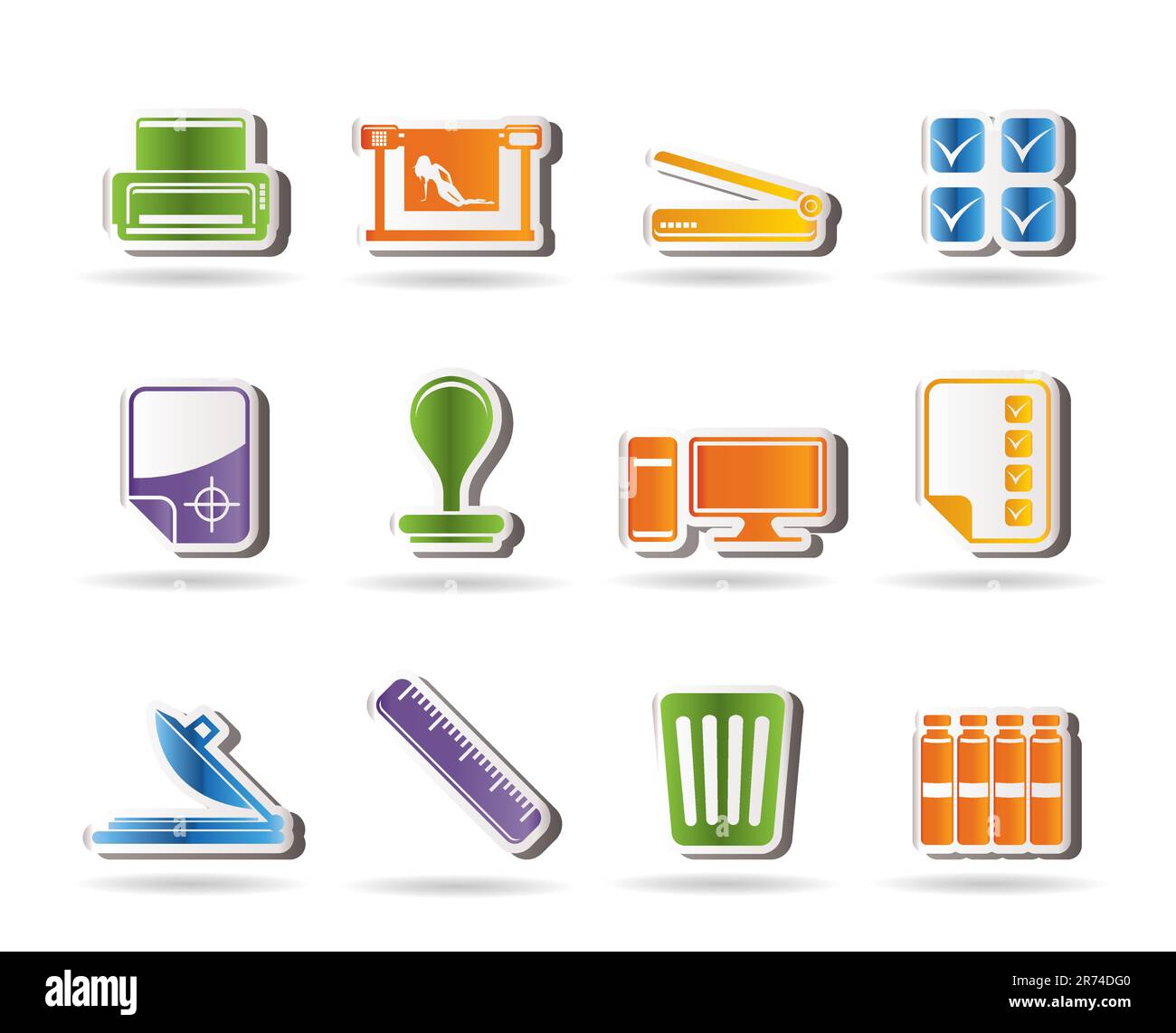 Les icônes de l'industrie d'impression - Vector icon set Illustration de Vecteur