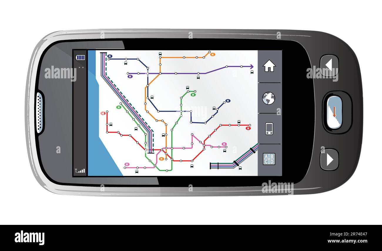 Illustration d'un GPS portable pour une voiture isolée sur un fond blanc. vecteur Illustration de Vecteur