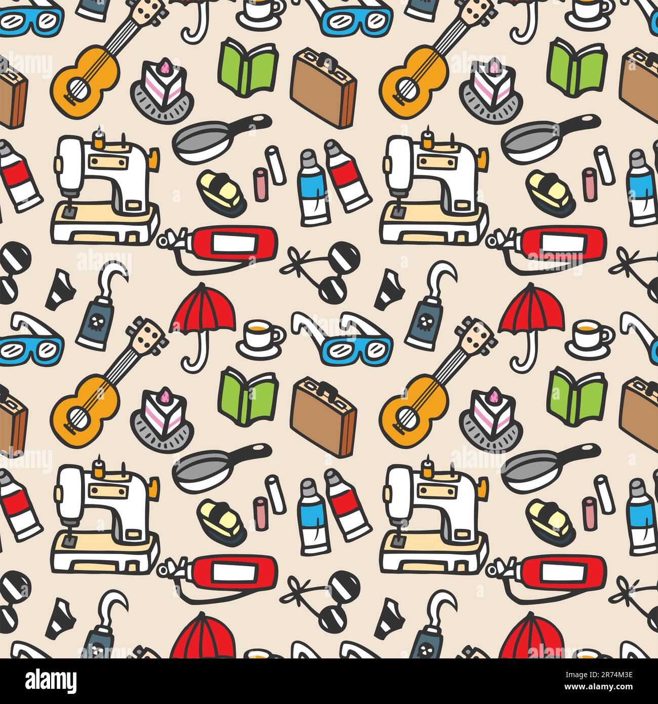 illustration vectorielle de motif objet mignon sans couture Illustration de Vecteur