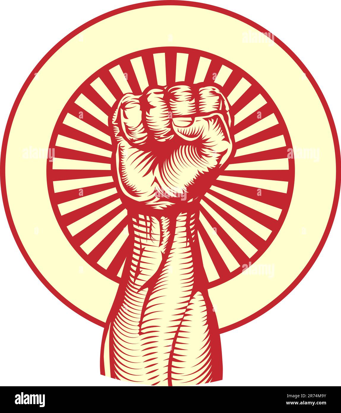 Affiches de propagande de guerre froide soviétique révolution style fist soulevé dans l'air Illustration de Vecteur