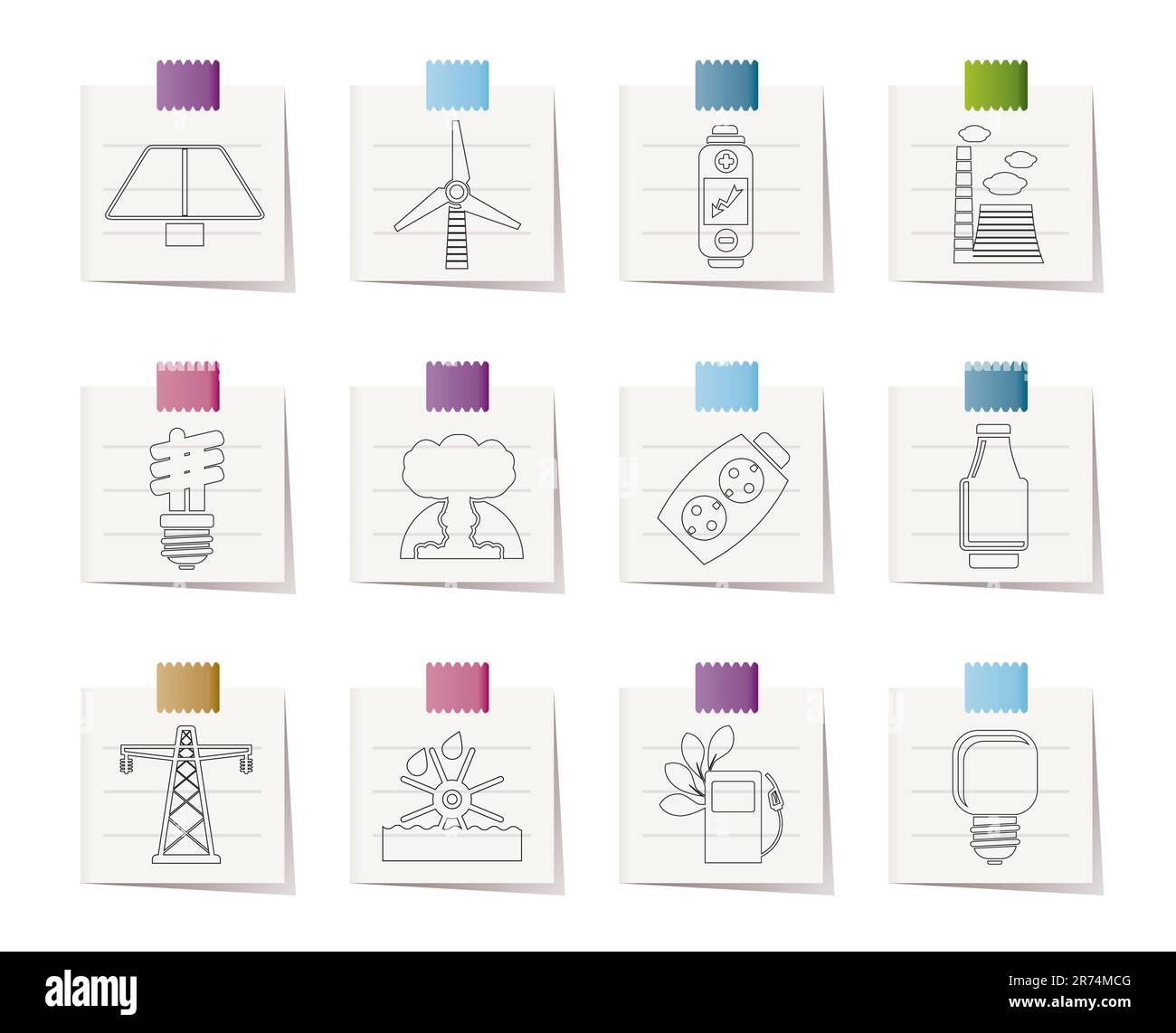 La puissance, l'énergie et de l'électricité - icônes vector icon set Illustration de Vecteur