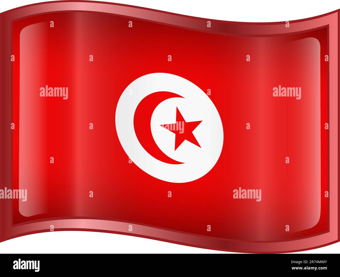 L'icône du drapeau de la Tunisie, isolé sur fond blanc. Illustration de Vecteur