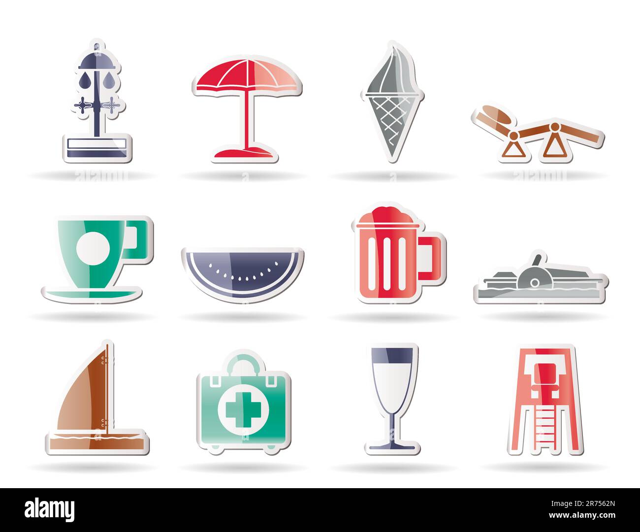 Maison de plage et icônes - vector icon set Illustration de Vecteur
