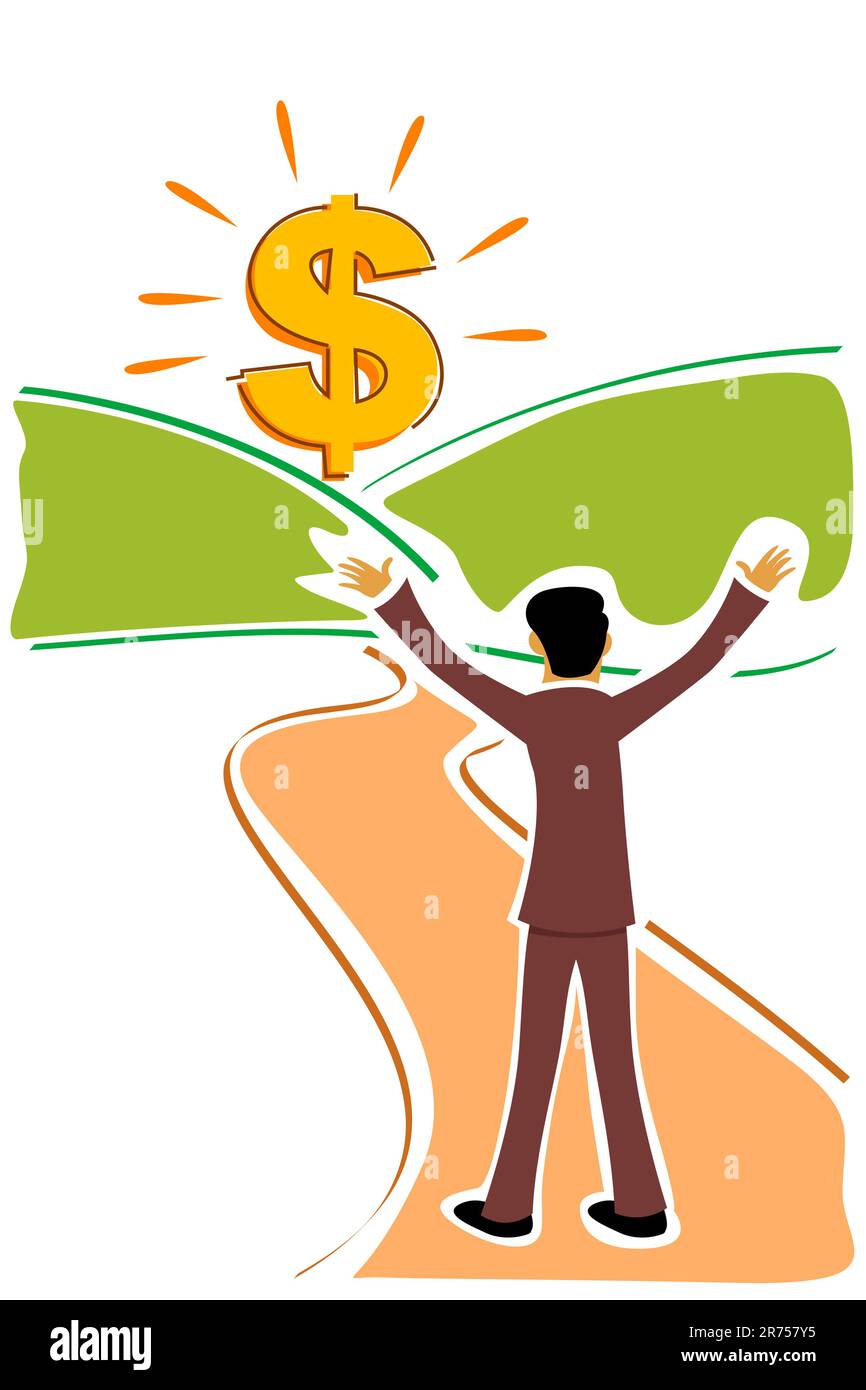 Illustration de l'homme d'affaires avec dollar Illustration de Vecteur