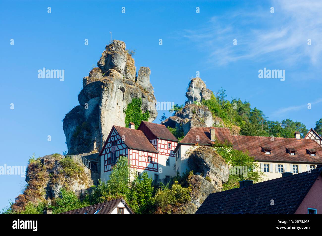 Pottenstein, Felsendorf (village rock) Tüchersfeld en Suisse franconienne, Bavière, Allemagne Banque D'Images