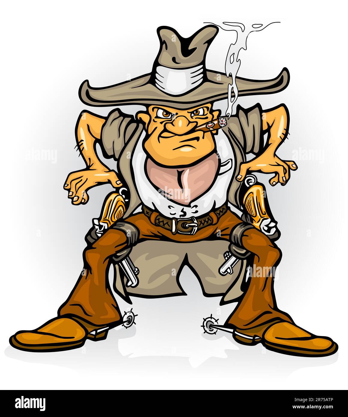 western cowboy bandit avec illustration de vecteur de canon isolée sur fond blanc Illustration de Vecteur