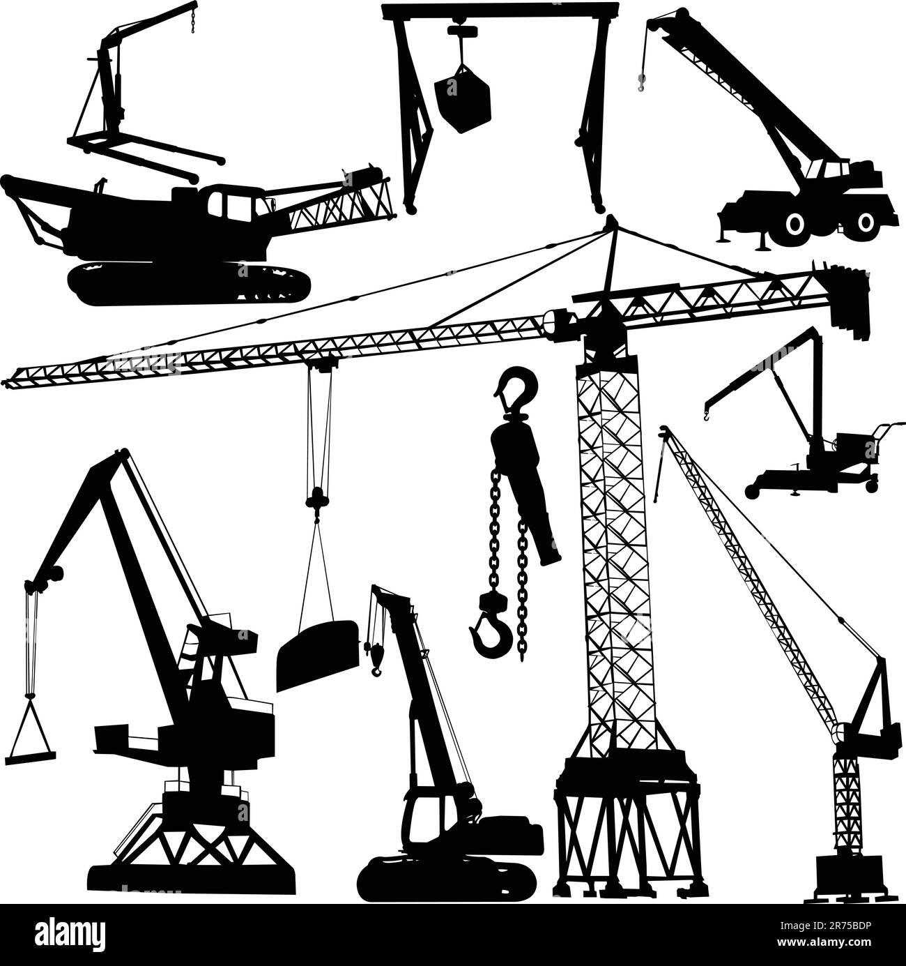 collection de grues de construction - vector Illustration de Vecteur