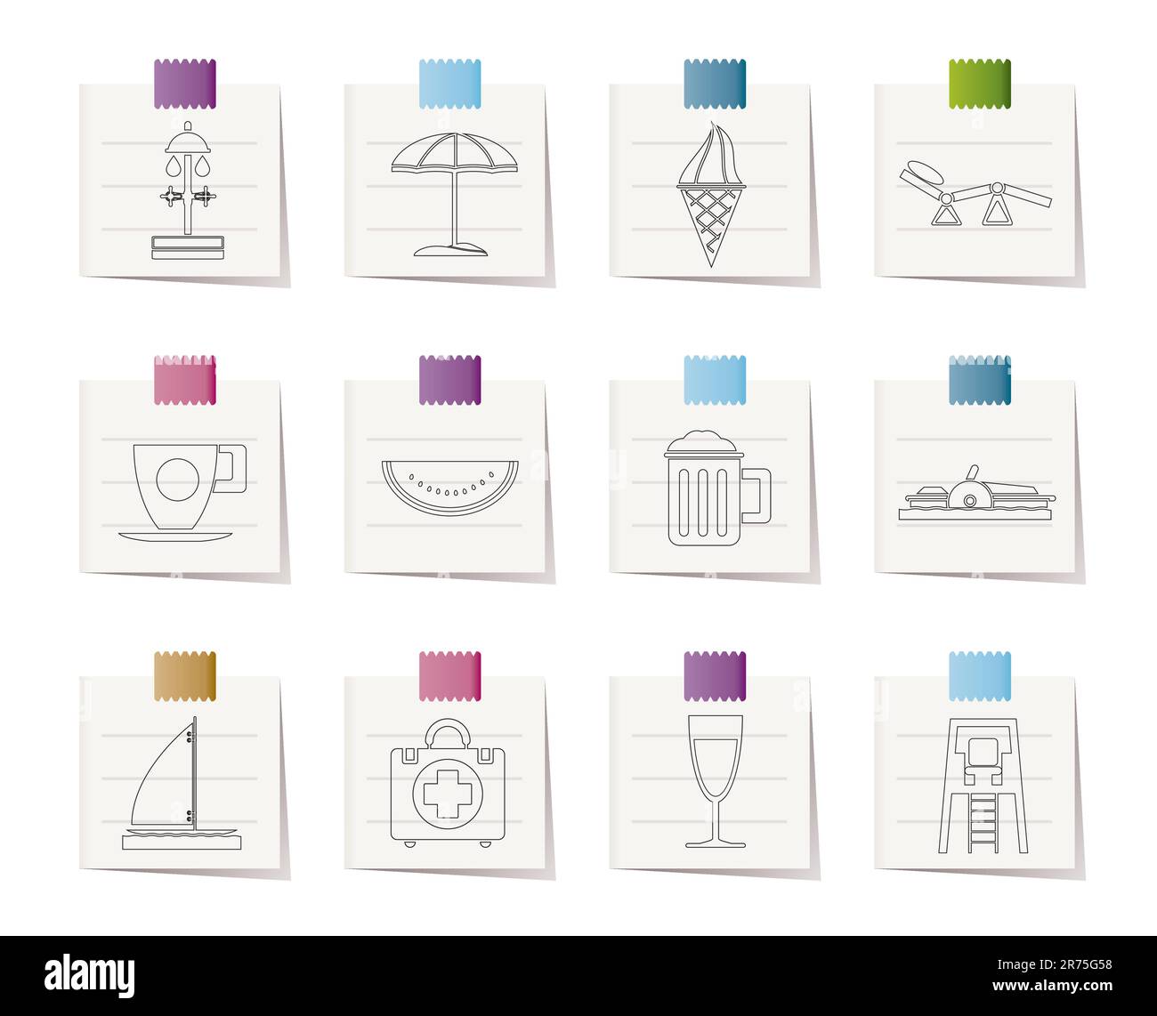 Maison de plage et icônes - vector icon set Illustration de Vecteur