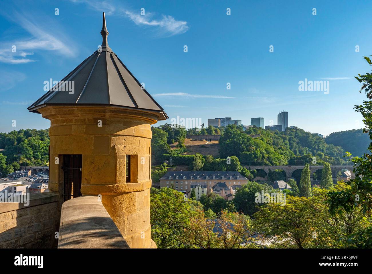 Vue de la vieille ville à Kirchberg, Luxembourg, Benelux, pays du Benelux, Luxembourg Banque D'Images