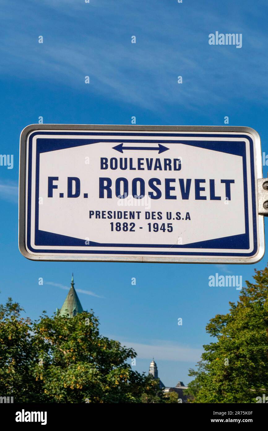 Panneau de rue Boulevard F. D. Roosevelt, Luxembourg, Benelux, pays du Benelux, Luxembourg Banque D'Images