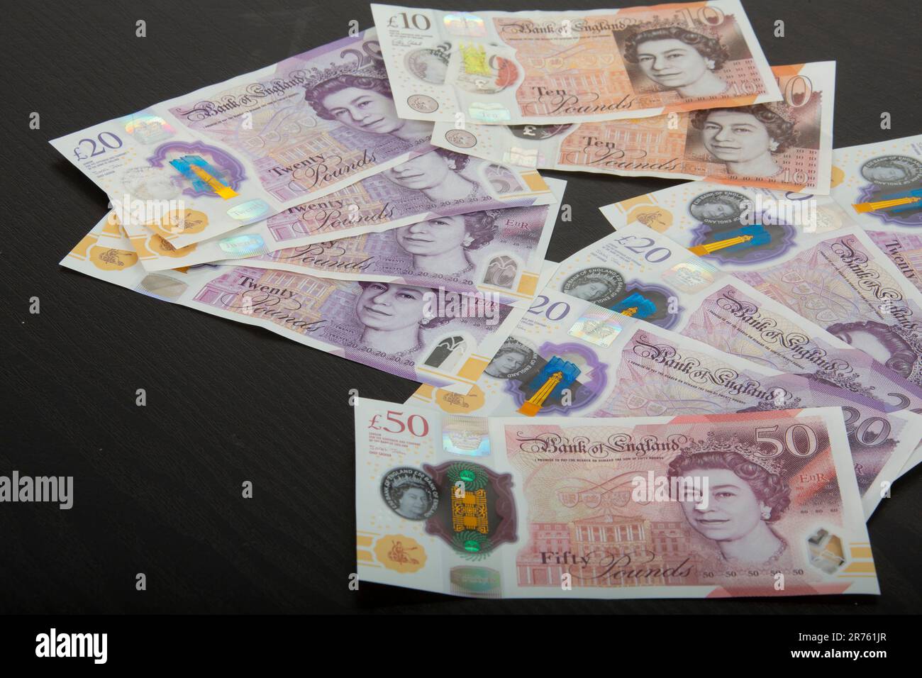 Billets de banque britanniques. Monnaie £50 livres comptant billets britanniques, Sterling, 10,20,50 Banque D'Images