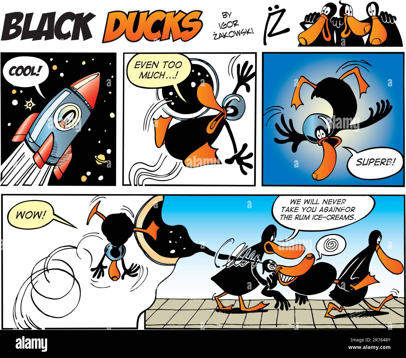 Les canards noirs Bande dessinée l'épisode 1 Illustration de Vecteur