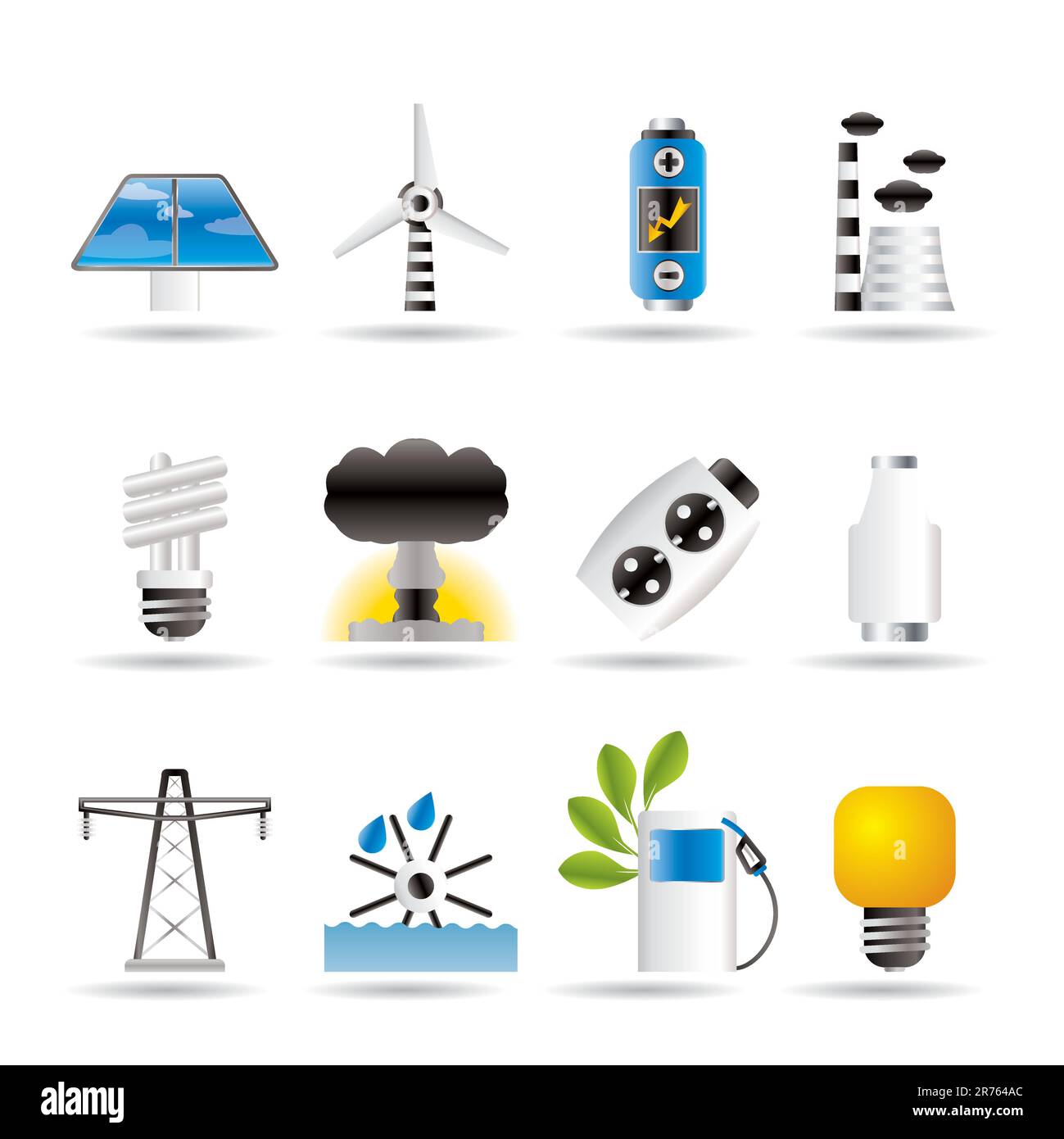 La puissance, l'énergie et de l'électricité - icônes vector icon set Illustration de Vecteur