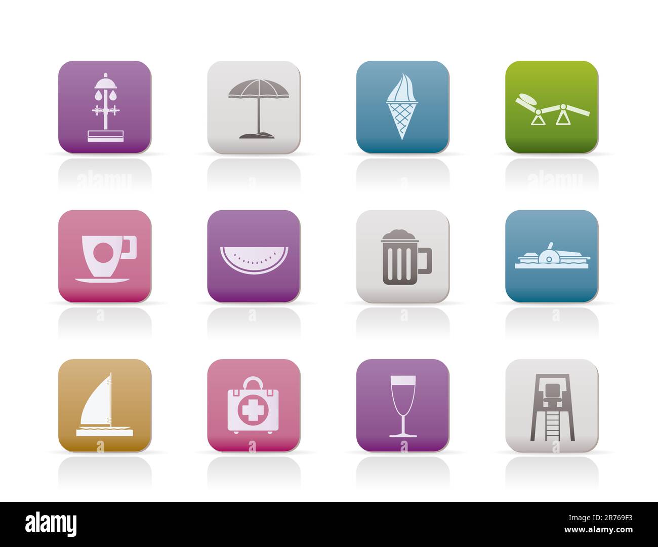 Maison de plage et icônes - vector icon set Illustration de Vecteur