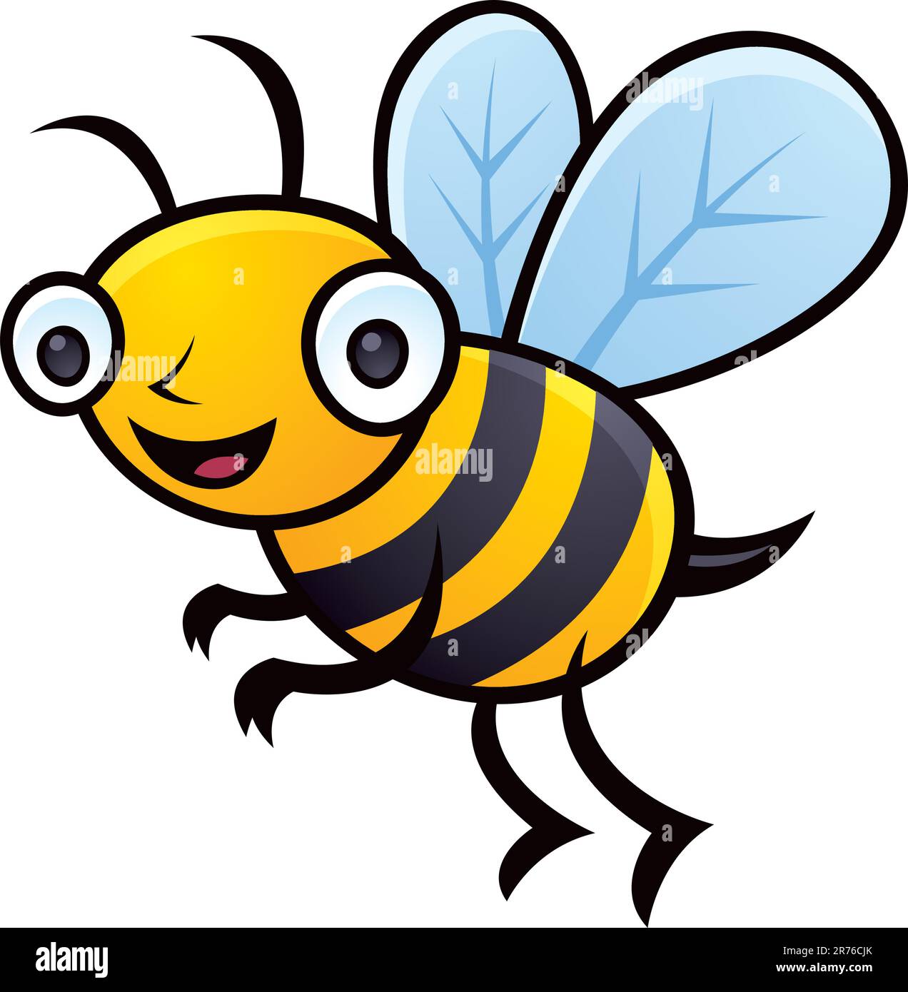 Cartoon vector illustration of a happy little bumblebee voler. Illustration de Vecteur