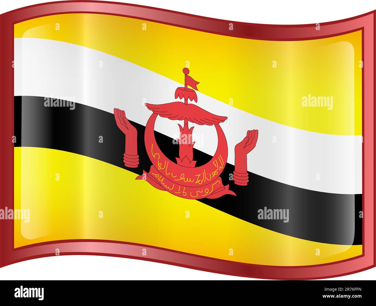 Icône Brunei Flag, isolée sur fond blanc. Illustration de Vecteur